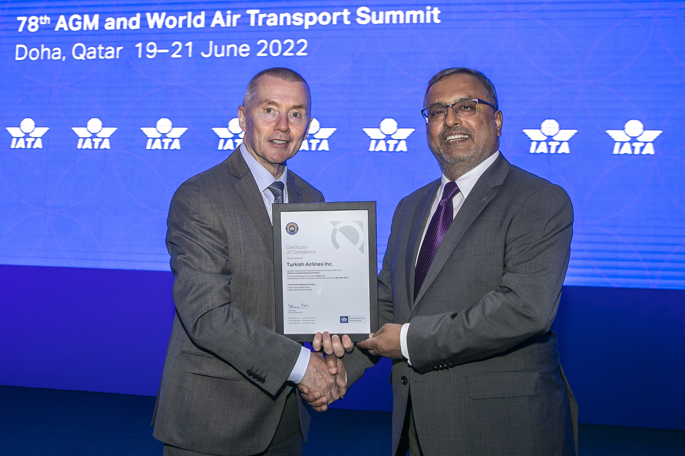THY, IATA’nın IEnvA (Çevresel Değerlendirme) programında “En Üst Düzey Sertifika”nın sahibi oldu