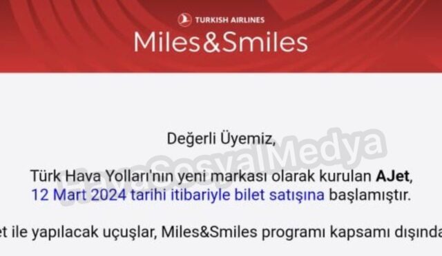 AJet, Miles&Smiles programında yer almayacak