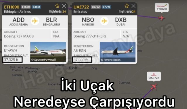 İki Uçak Neredeyse Çarpışıyordu