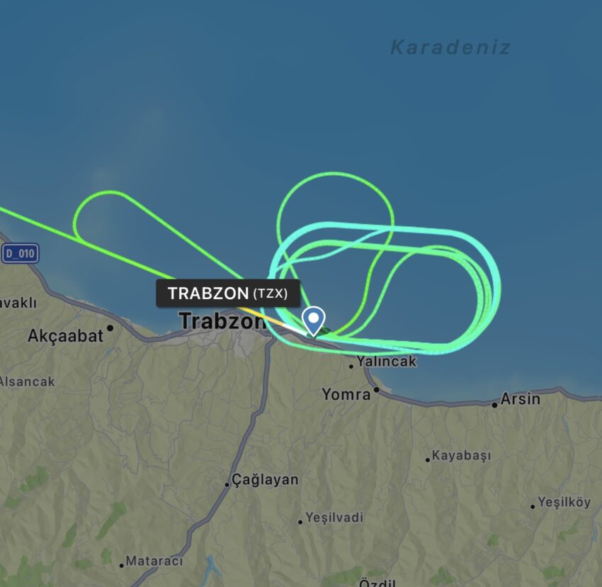 Trabzon Uçağı Havada 11 Tur Attı