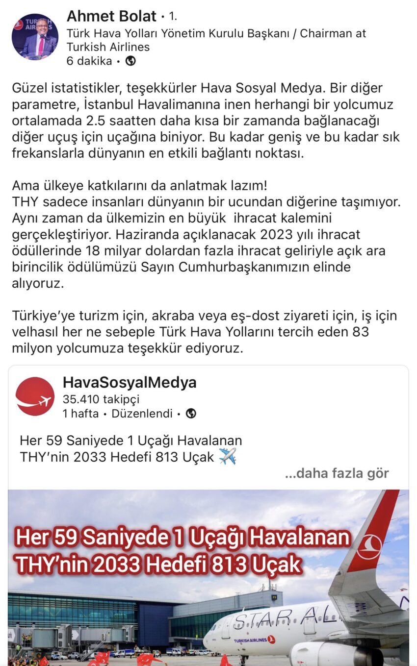 2023 Yılı İhracat Ödülleri Şampiyonu THY Oldu