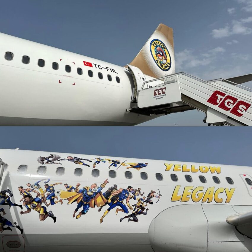 Fenerbahçe Beko Uçağı, Yellow Airlines Kaplaması İle Uçtu