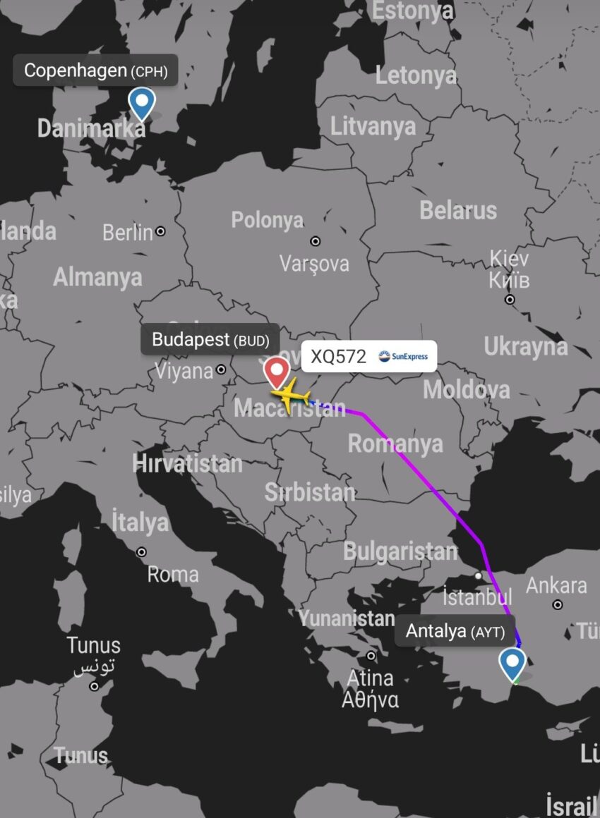 SunExpress’in Kopenhag Uçağı Geri Döndü TC-SOM