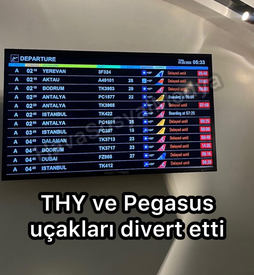 THY ve Pegasus Uçakları Divert Etti