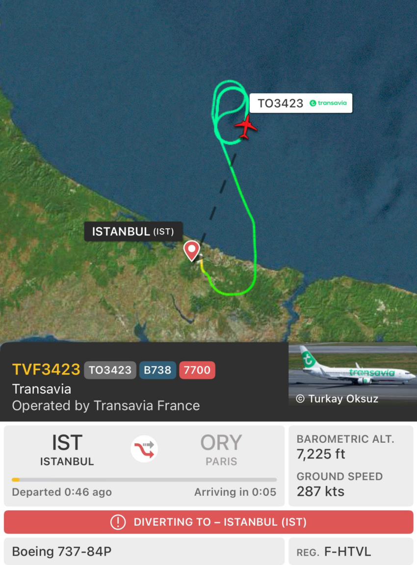 Transavia’nın İstanbul – Paris Uçağı Acil Durum Kodu Verip İstanbul’a Geri Dönüyor