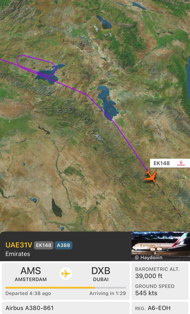 Emirates’in Amsterdam – Dubai Uçağı, Van Üzerinde Tur Attı. Nedeni Bilinmiyor