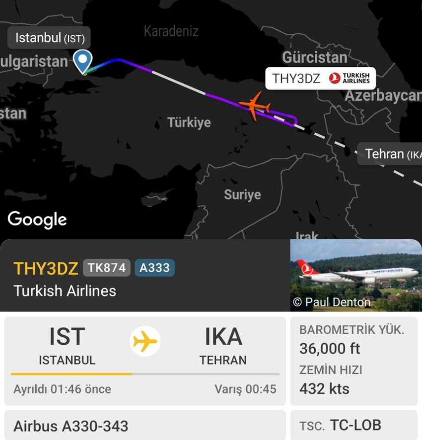 THY’nin Airbus A330 Uçağı, Teknik Arıza Nedeniyle Van Üzerinden Geri Dönüyor