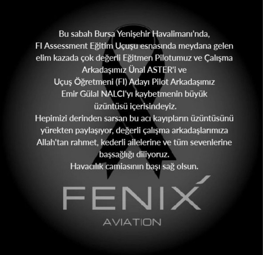 Fenix Aviation’dan Başsağlığı Mesajı